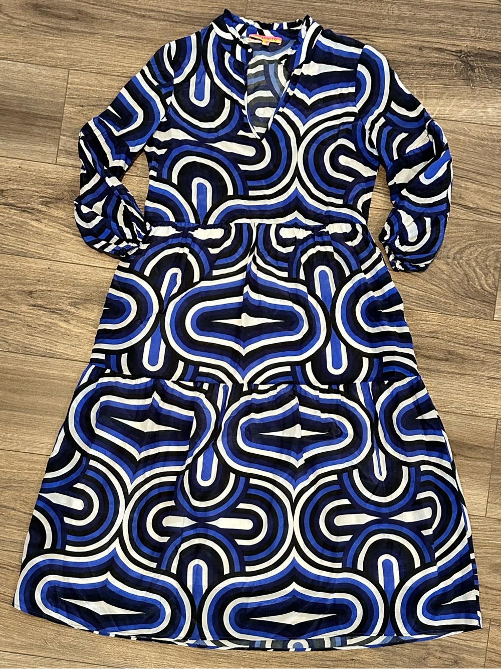 Vilagallo Navona Abstract Blue Print Midi Dress - Picture 2 of 9